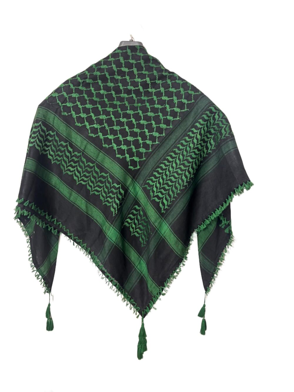 2938 Traditional Palestinian Shemagh Keffiyeh Unisex Scarf, Green and Black